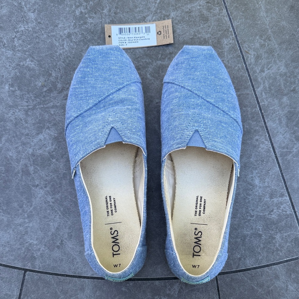 TOMS Blue Slub Chambray Alpargata